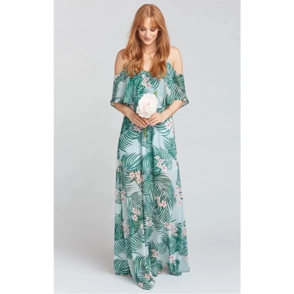 Show Me Your MuMu Caitlin Ruffle Maxi Dress Floral Hanalei Dream Tropical XS